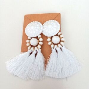 Fashion Jewelry Big White Tassel Earrings